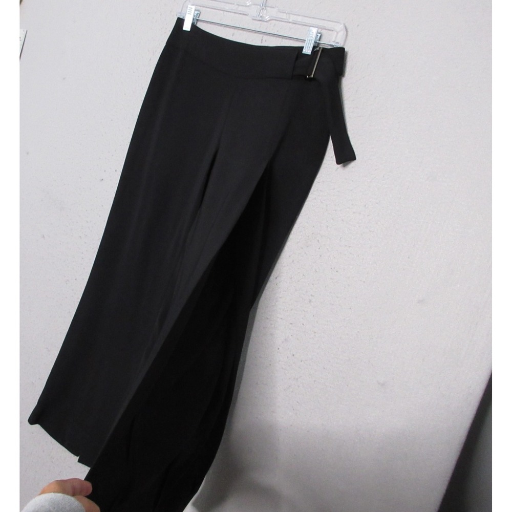 Vintage Cache Pants‎ 2 Black Front Back High Slit Y2K 90s Belted Festival Unique